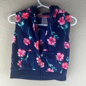 3/$10 Carter’s Blue with Flowers Vest with Bear Ears Hoodie Sz 12 months